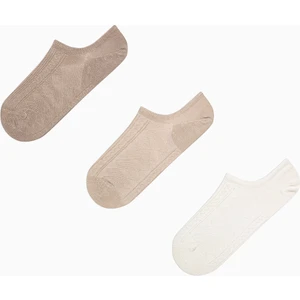 Jacquard Soil Bej 3lü Sneaker Çorap