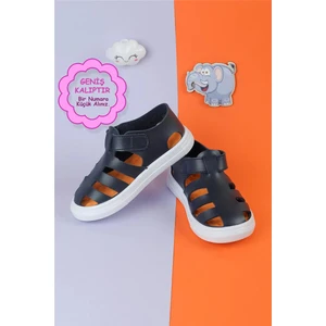 Moda Lime Unisex Lacivert Cırtlı Esnek Kaucuk Tabanlı Tam Ortapedik Dayanıklı Sneaker Çocuk Spor Sandalet