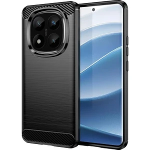 Xiaomi Redmi Note 14 Pro Plus 5g ile Uyumlu Brushed Carbon Fiber Silikon Kılıf - Siyah AL3332