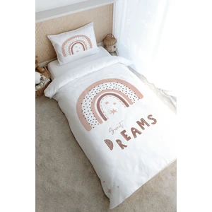 Tuğba Kuğu Tek Kişilik Nevresim Takımı (160X220) - Iconic Serisi - Somon Yıldızlı Gökkuşağı