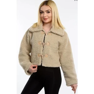 New Line Trend Önü Düğmeli Kısa Peluş Ceket