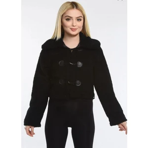 New Line Trend Önü Düğmeli Kısa Peluş Ceket
