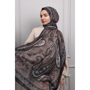 Kamer Scarf Modal Soft Serisi Etnik Desen Şal Kahve