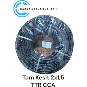 Mvc Kablo Mvc 2x1,5 Ttr Cca Tam Kesit Kablo Siyah Renk 100 Metre