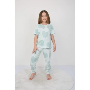 Bunny Hopp Kız Çocuk  Pamuk Yazlık Kısa Kollu Pijama Takımı-Kalp Desenli