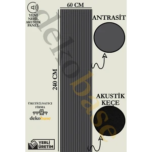 60X240 cm Antrasit Renk Akustik Ahşap Duvar Paneli