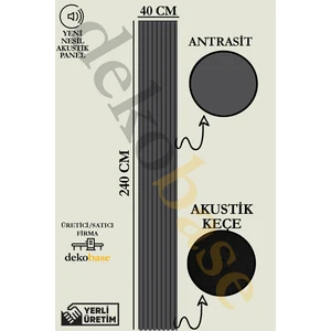 40X240 cm Antrasit Renk Akustik Ahşap Duvar Paneli
