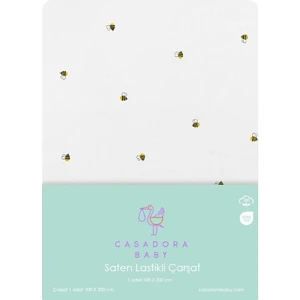 Casadora Baby Happy Bee 100% Pamuk Saten Lastikli Bebek/çocuk Çarşafı - 100 x 200 cm