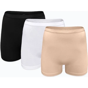 Kadın 3 Lü Siyah Beyaz Ten Rengi Iz Yapmayan Modal Yüksek Bel Boxer 3M108