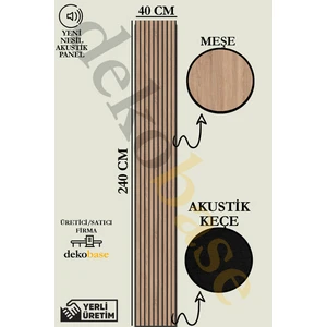 40X240 cm Meşe Renk Akustik Ahşap Duvar Paneli