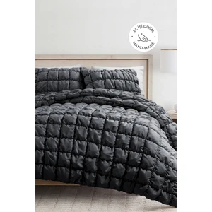 Evlen Home Collection Puff Yatak Örtüsü Seti Çift Kişilik El Işi Günlük Sade Pamuklu Dolgulu Yorgan Uyku Takımı 3 Parça