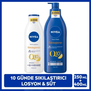 Q10 Vücut Bakım Sütü 400ML ve Vücut Losyonu 250ML, C Vitamini, 48 Saat Nemlendirici