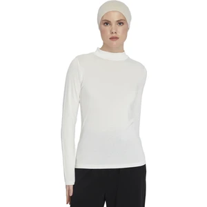 Kadın Organik Uzun Kollu Balıkçı Yakalı Body - Ekru