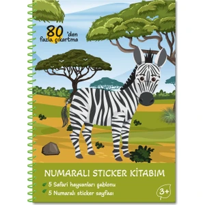 Oksijen Oyuncak Bitmeyen Tükenmeyen Safari Temalı Tak Çıkar Numaralı Sticker Boyama Kitabı Eğlenerek Öğren Boya ve Keşfet