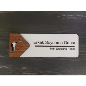 Erkek Soyunma Odası Ofis Oda Kapı İsimliği Yönlendirme Tabelası Levhası Kişiselleştirilebilir