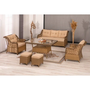 Btk Concept Datça Rattan Bahçe Mobilyası 3+1+1 Kahverengi/masalı