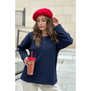 New Laviva Kadın Laci Yumuşak Dokulu Düğmeli Triko Kazak, Uzun Kol, Regular Kesim, Standart Boy.