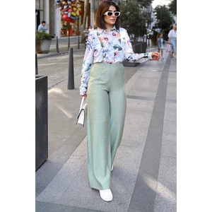 New Laviva Haki Ispanyol Bol Paça, Lastikli Bel, Keten/airobin Kumaş, Salaş , Cepli, Iç Göstermez Pantolon