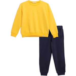 2'li Bisiklet Yaka Sarı Sweatshirt Jogger Takım