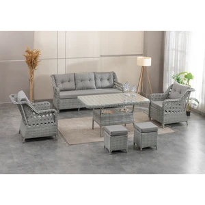 Btk Concept Datça Rattan Bahçe Mobilyası 3+1+1 Açık Gri/masalı