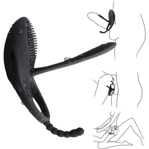 Şarjlı Anal Vajina Klitoris Uyarıcı 3 In 1 Vibratör Güçlü Titreşimli Penis Halkası