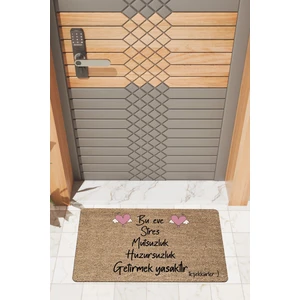 Rug Mood Modern Dijtal Baskı Kahverengi Bu Eve Strs Mutsuzluk Yasak Kapı Önü Paspası