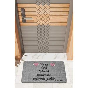 Rug Mood Modern Dijtal Baskı Gri Bu Eve Strs Mutsuzluk Yasak Kapı Önü Paspası