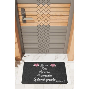 Rug Mood Modern Dijtal Baskı Siyah Bu Eve Strs Mutsuzluk Yasak Kapı Önü Paspası