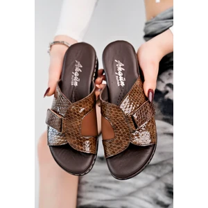 Kadın Vizon Yılan Detay  Deri Kemik Çıkıntısı Terlik