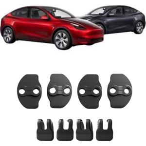 Tesla Model Y  / Model 3 Kapı Kilidi Koruma  Kapakları, 4 Adet Set Olarak, Mat Siyah Renk