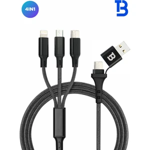 BA-04 4in1 Kablo Üçlü Örgülü Hızlı Şarj Data Kablosu 1.2m