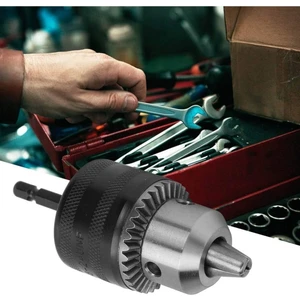 Hex Adaptörlü Matkap Mandreni 1/4 Altıgen Şaftlı 10mm 3/8 Anahtarlı Metal Mandren Anahtarlı