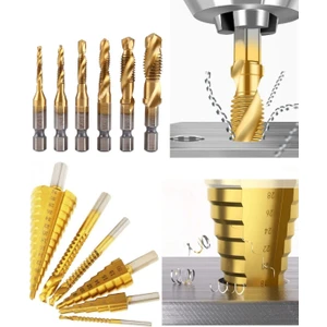 Klavuz Açma Seti ve Pah Delme Freze Matkap Uç Seti Titanyum 12 Parça