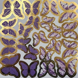 Parti Sürprizi Mor Gold Varaklı Kelebek Pasta Dekor Süs 42 Adet