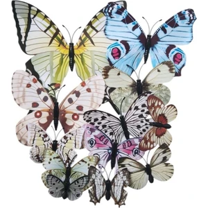 Parti Sürprizi Karışık Renkli Kelebek Dekor Süs Mıknatıs ve Stickerli 12 Adet