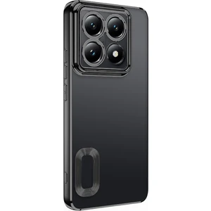 Xiaomi 14T Pro Kılıf Logo Gösteren Parlak Kenarlı Kamera Lens Korumalı Şeffaf Omega Silikon Kapak