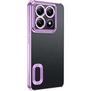 Xiaomi 14T Pro Kılıf Logo Gösteren Parlak Kenarlı Kamera Lens Korumalı Şeffaf Omega Silikon Kapak