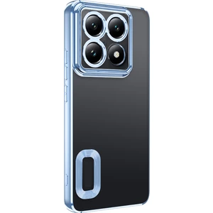 Xiaomi 14T Pro Kılıf Logo Gösteren Parlak Kenarlı Kamera Lens Korumalı Şeffaf Omega Silikon Kapak