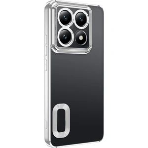 Xiaomi 14T Pro Kılıf Logo Gösteren Parlak Kenarlı Kamera Lens Korumalı Şeffaf Omega Silikon Kapak