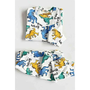 Erkek Çocuk Dinozor Desenli Uzun Kollu Pijama Takımı