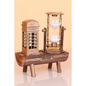 7 Dk Zamanlı Kum Saati ve Telefon Kulubesi Dekor Kum Saati Seti 2li Dekoratif Kum Saati Eskitme