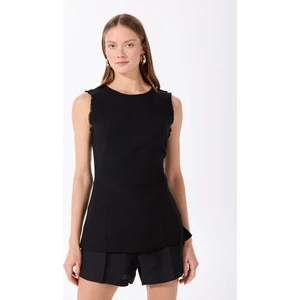 Bisiklet Yaka Düz Siyah Kadın Bluz F5SL-BLZ0050