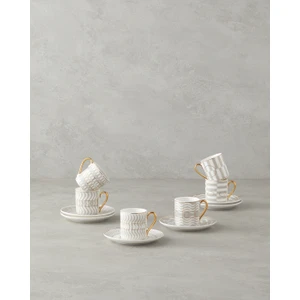 English Home Luxe Line New Bone China 12 Parça 6 Kişilik Kahve Fincan Takımı 80 ml Beyaz-Gold