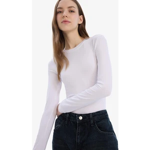 Fitted Bisiklet Yaka Basic Düz Uzun Kollu Tişört D0199AX25SP