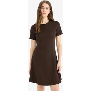 Bisiklet Yaka Basic Düz Kısa Kollu Mini Elbise E8382AX25SP