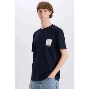 %100 Pamuk Regular Fit Bisiklet Yaka Baskılı Kısa Kollu Tişört C2081AX25SM