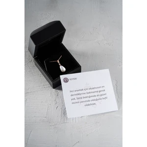 925 Ayar Gümüş Işıklı Kutuda Damla Model Beyaz Barok Inci Kolye