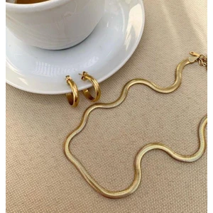 Queen Accessory Çelik Yılan Zincir Kalın Kolye