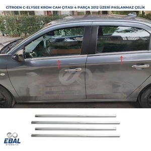 Ebal Oto Citroen C-Elysee Krom Cam Çıtası 4 Parça 2012 Üzeri Paslanmaz Çelik