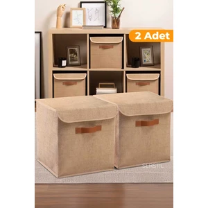 2 Adet - Dolap Içi Çamaşır Oyuncak Düzenleyici Katlanır Kapaklı Saklama Kutusu 30 x 30 x 30 cm